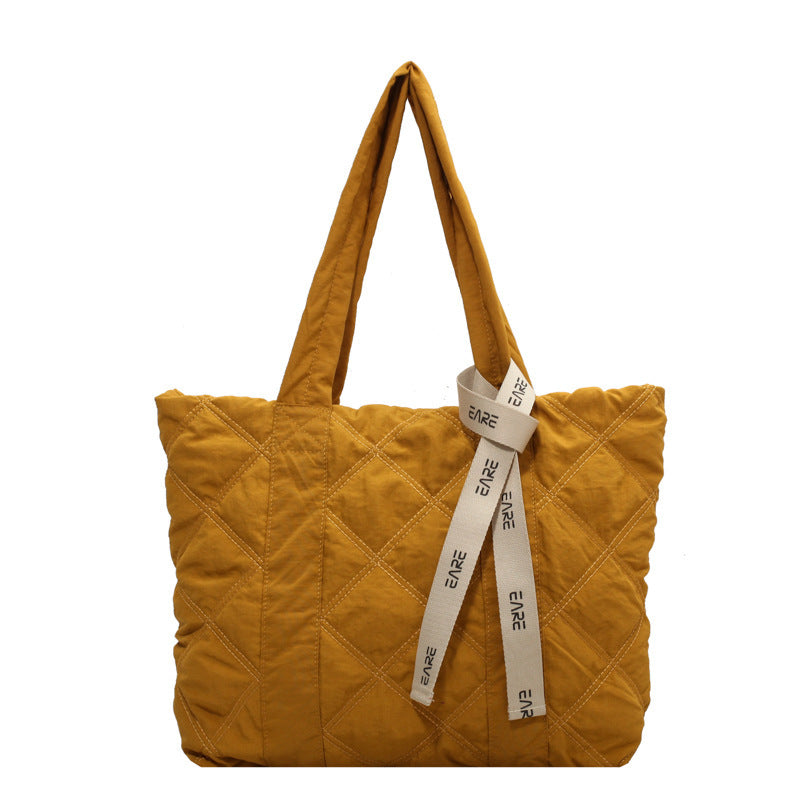 Personalized Handbags Winter Tote Bag For Women 2023 Sewing Rhombus Shoulder Bag High Capacity Commuting Shopping Bag Personalized Handbags