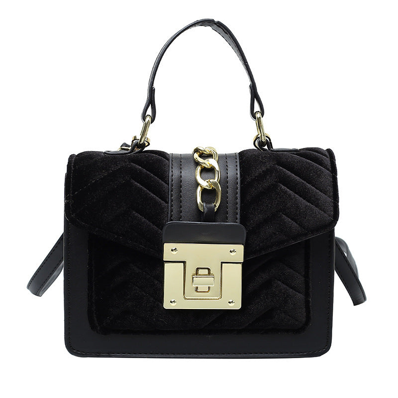New Fashion Velvet Ladies Portable Lock One-shoulder Messenger Bag