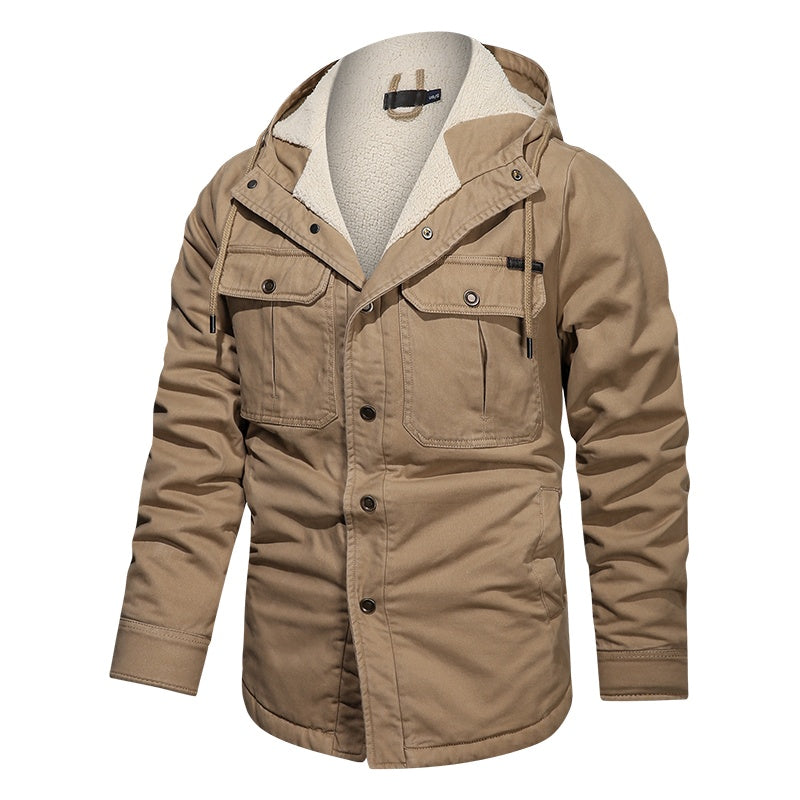 Men Cotton Jacket Winter Thick Warm Parkas Male Plus Velvet Casual Hooded Coat - sumet.shop