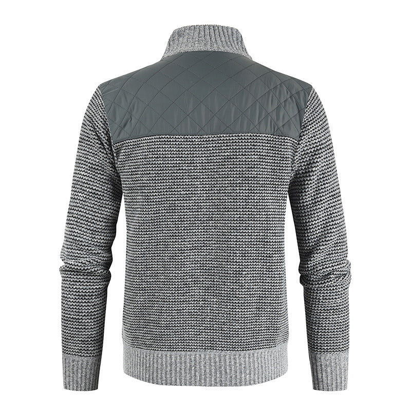 Sweater Men's Fleece-lined Thickened Stitching Casual Cardigan Sweater - sumet.shop