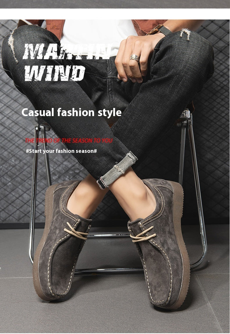 Leather Sneakers Men New Casual Korean Style Trendy All-matching British Style Leather Sneakers Men
