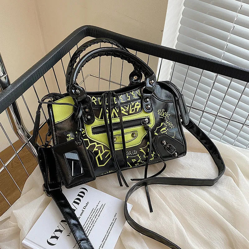 New Graffiti Handbag Personality Tassel Small Crowd Handbag Women