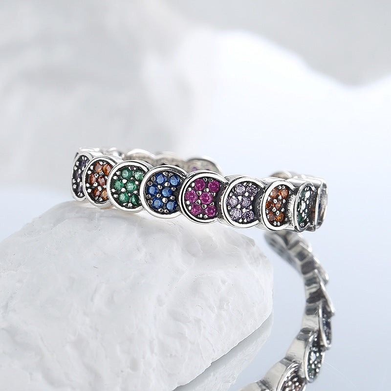 Ring Women's Retro Scale Design 925 Sterling Silver Color Diamond Index Finger - sumet.shop