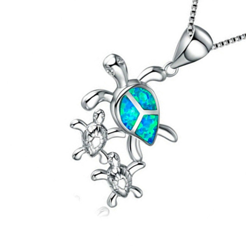 Necklace Three turtles female necklace silver pendant