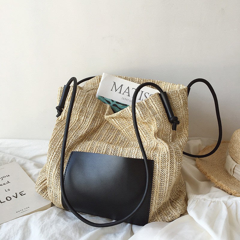 Tote Bag Ins Retro Woven Tote Bag Vacation Style