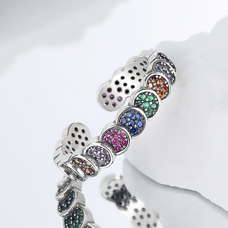 Ring Women's Retro Scale Design 925 Sterling Silver Color Diamond Index Finger - sumet.shop