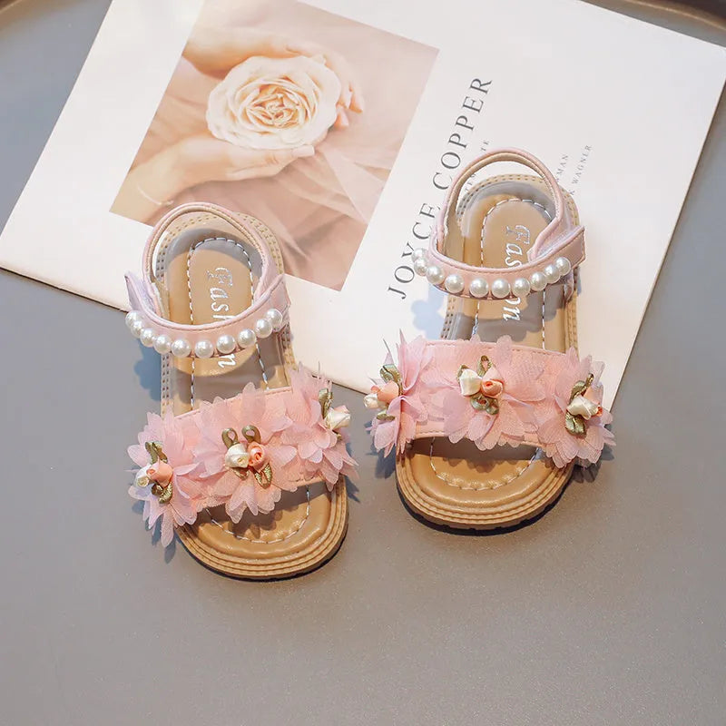 Kids Sandals Girls Sweet Flowers Kids Sandals Girls Versatile Soft Toddler Shoes