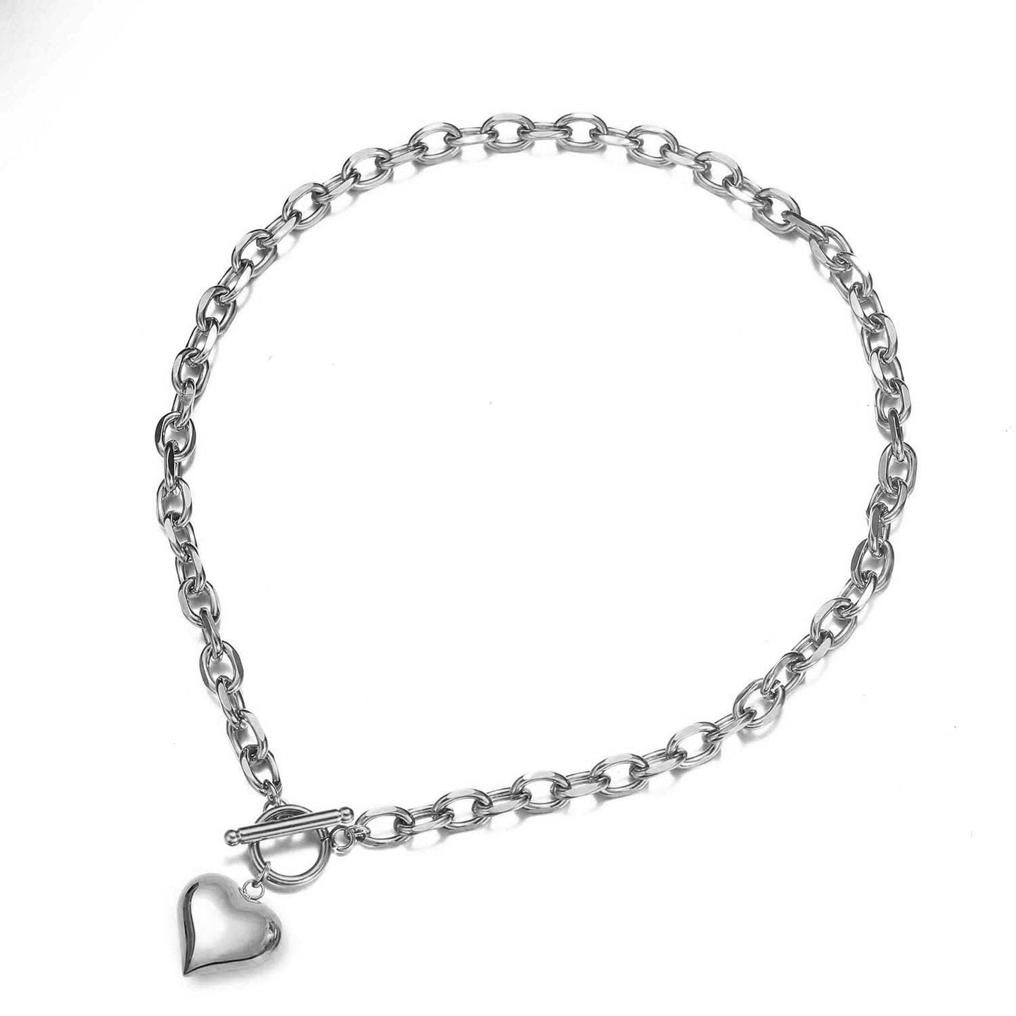 Stainless Steel Peach Heart Pendant Hemp Flowers Chain