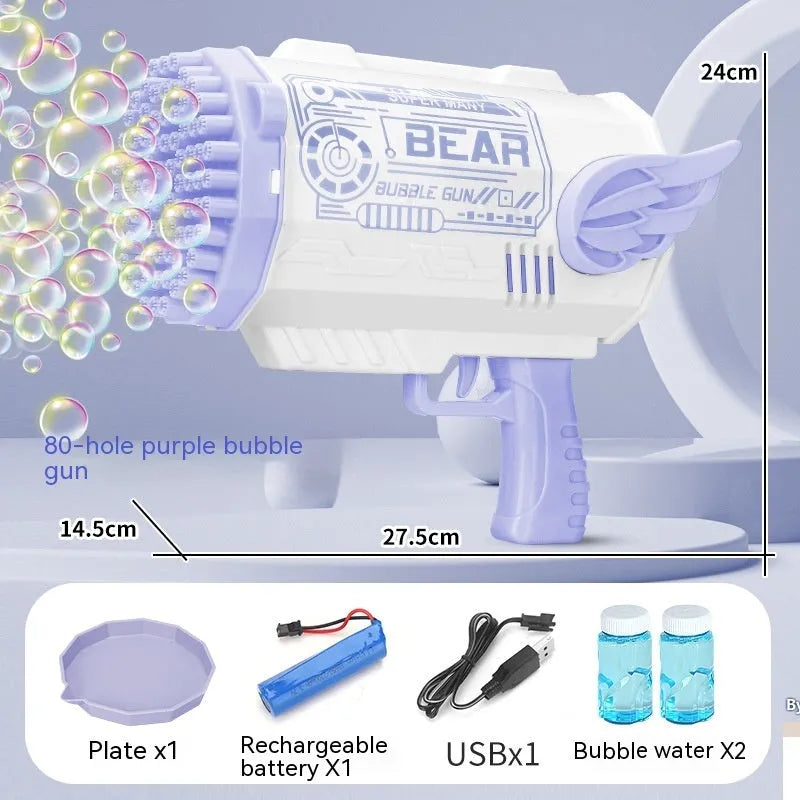 80-hole Bubble Machine All-self Electric Rocket Gatling