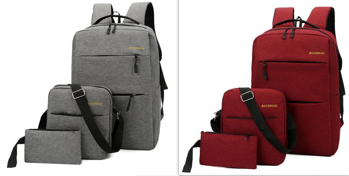 Female School Bag New Casual Men's Backpack Three-piece Outdoor Travel Computer Backpack Female School Bag