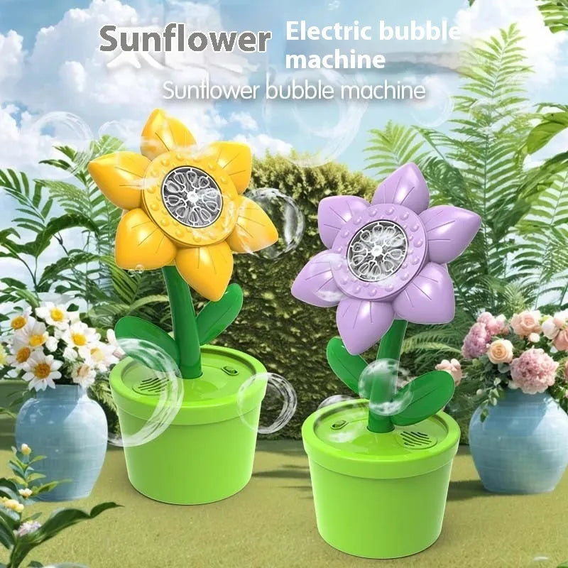 Sunflower Automatic Bubble Machine Potted Charging Automatic Bubble Machine