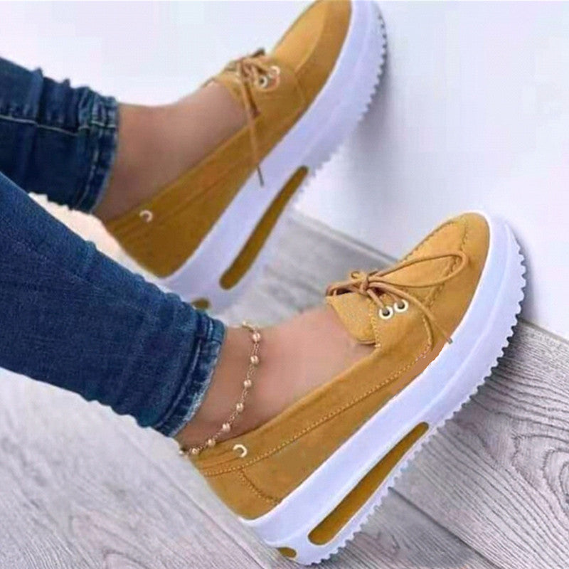 Heel Casual Shoes Women's Lace-up Flats Shoes Wedges Heel Casual Shoes