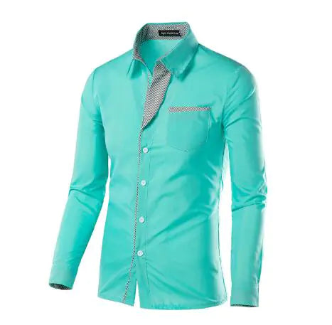 Male Fashion Shirts Full Sleeve Stripe Shirt Men Slim Fit Design Formal Dress Shirts 14 Colors Size M-4XL - sumet.shop