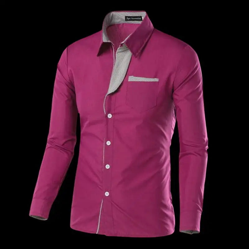 Male Fashion Shirts Full Sleeve Stripe Shirt Men Slim Fit Design Formal Dress Shirts 14 Colors Size M-4XL - sumet.shop
