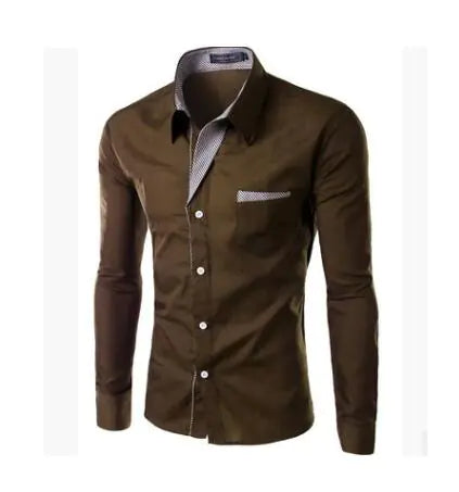 Male Fashion Shirts Full Sleeve Stripe Shirt Men Slim Fit Design Formal Dress Shirts 14 Colors Size M-4XL - sumet.shop