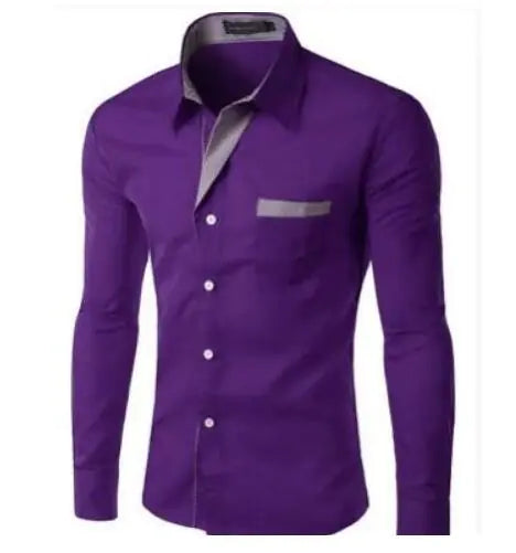 Male Fashion Shirts Full Sleeve Stripe Shirt Men Slim Fit Design Formal Dress Shirts 14 Colors Size M-4XL - sumet.shop