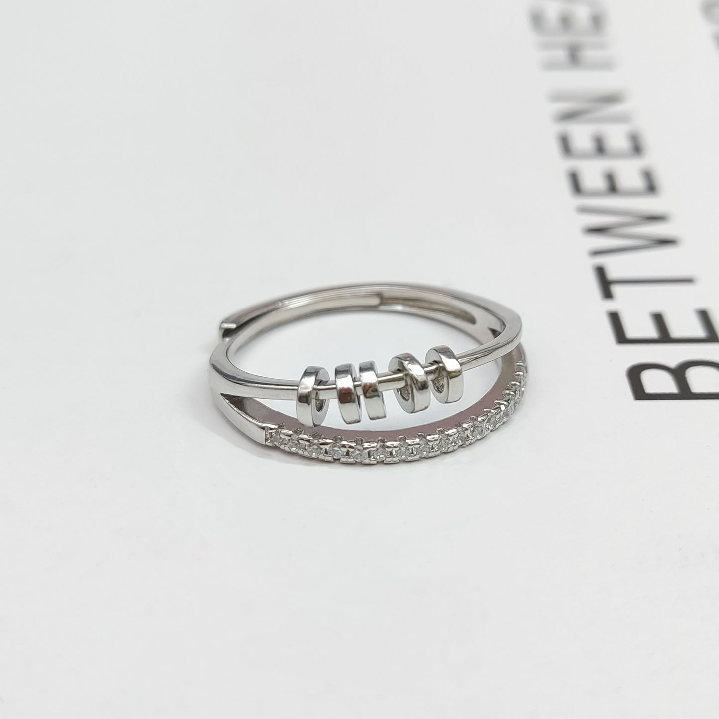 Women's S925 Sterling Silver Five-ring Cross Can Be Rotatable Ring - sumet.shop