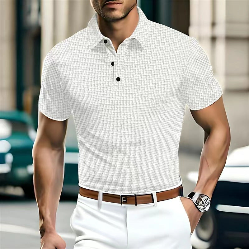 High-end Mesh Ice Silk Short Sleeve Collar Solid Color New Slip Polo Shirt - sumet.shop
