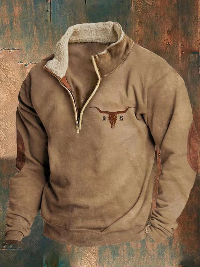 Men's Half Zipper Printed Long-sleeved Top - sumet.shop