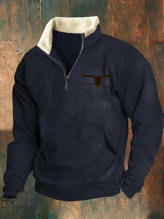 Men's Half Zipper Printed Long-sleeved Top - sumet.shop