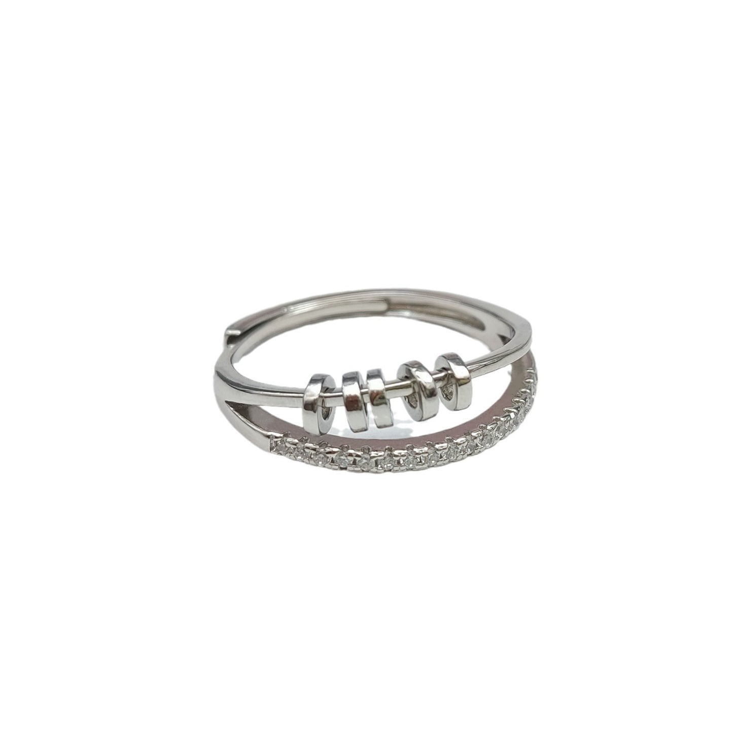 Women's S925 Sterling Silver Five-ring Cross Can Be Rotatable Ring - sumet.shop