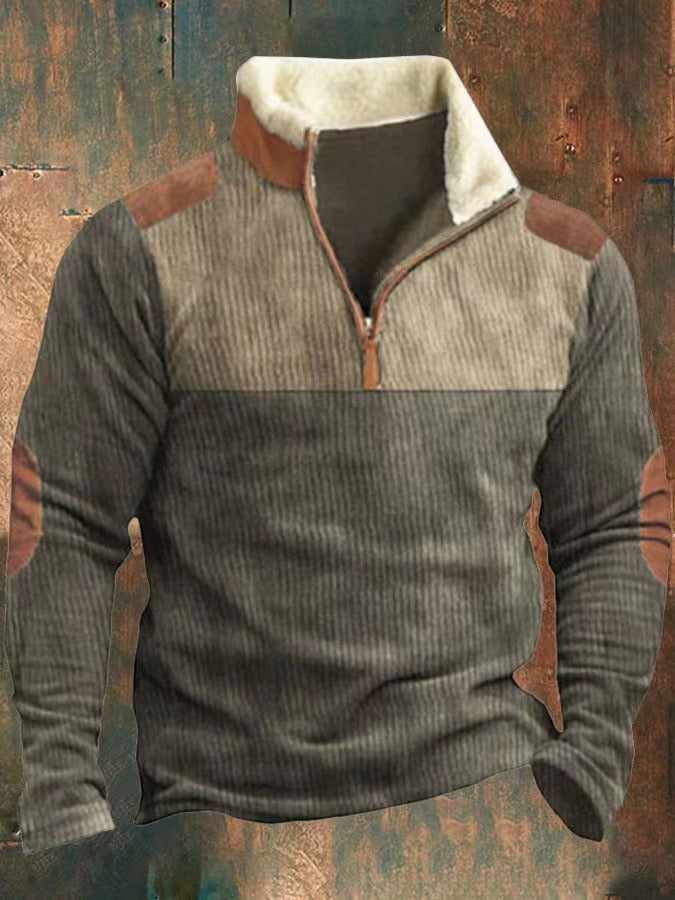 Men's Half Zipper Printed Long-sleeved Top - sumet.shop