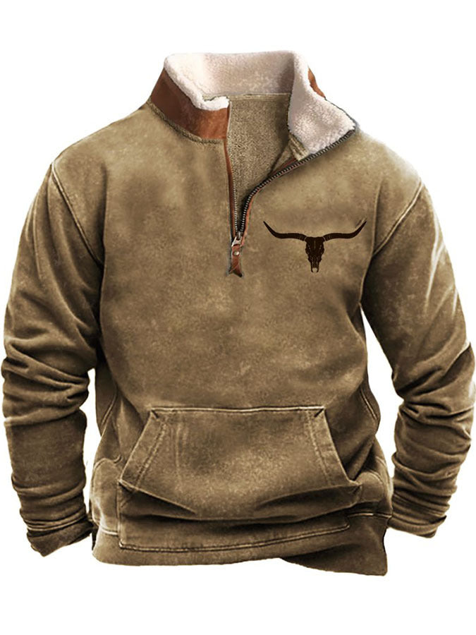 Men's Half Zipper Printed Long-sleeved Top - sumet.shop