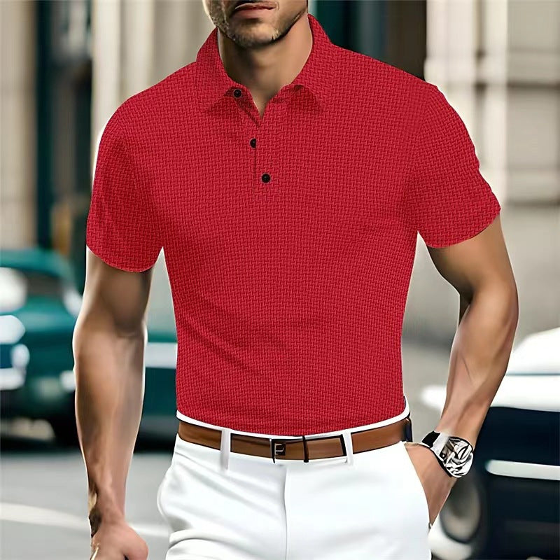 High-end Mesh Ice Silk Short Sleeve Collar Solid Color New Slip Polo Shirt - sumet.shop