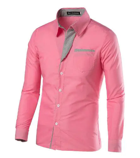 Male Fashion Shirts Full Sleeve Stripe Shirt Men Slim Fit Design Formal Dress Shirts 14 Colors Size M-4XL - sumet.shop