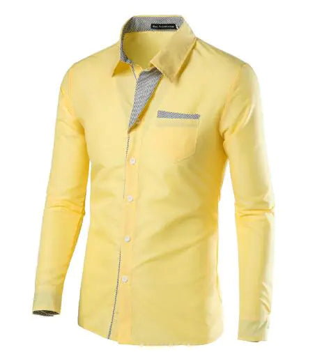 Male Fashion Shirts Full Sleeve Stripe Shirt Men Slim Fit Design Formal Dress Shirts 14 Colors Size M-4XL - sumet.shop