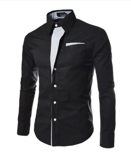 Male Fashion Shirts Full Sleeve Stripe Shirt Men Slim Fit Design Formal Dress Shirts 14 Colors Size M-4XL - sumet.shop