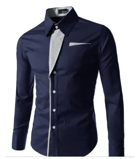 Male Fashion Shirts Full Sleeve Stripe Shirt Men Slim Fit Design Formal Dress Shirts 14 Colors Size M-4XL - sumet.shop