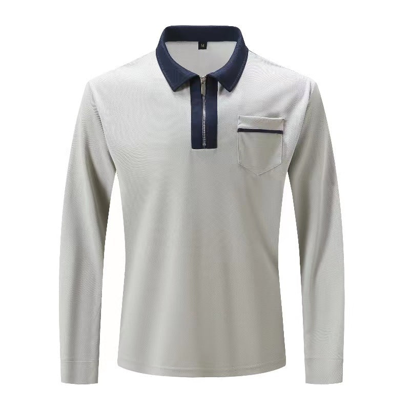 Long Sleeve Lapel Fashion Slim Pocket Long Sleeve T-shirt - sumet.shop