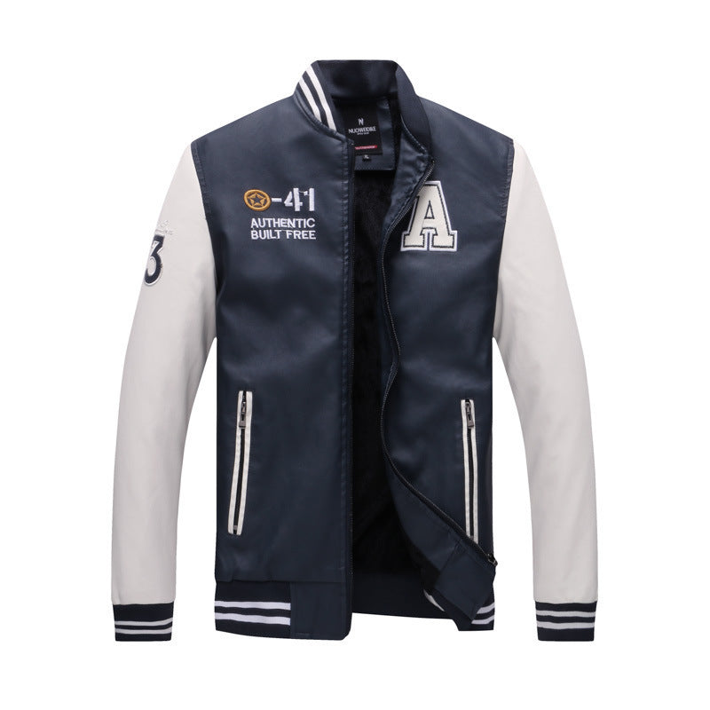 collar Men's Leather Jacket Fashion Casual Men's Pu Leather Jacket, All-match Stand-collar Men's Leather Jacket