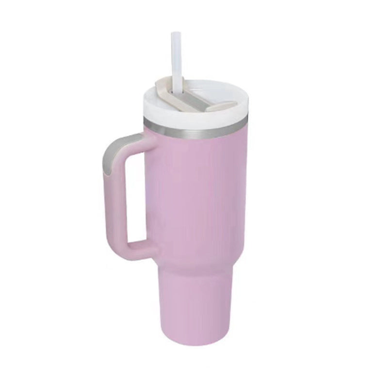 Vacuum Coffee Cup 40 Oz Tumbler With Handle Straw Insulated, Stainless Steel Spill Proof Vacuum Coffee Cup Tumbler With Lid Tapered Mug Gifts For Valentine Lover Suitable For Car Gym Office Travel