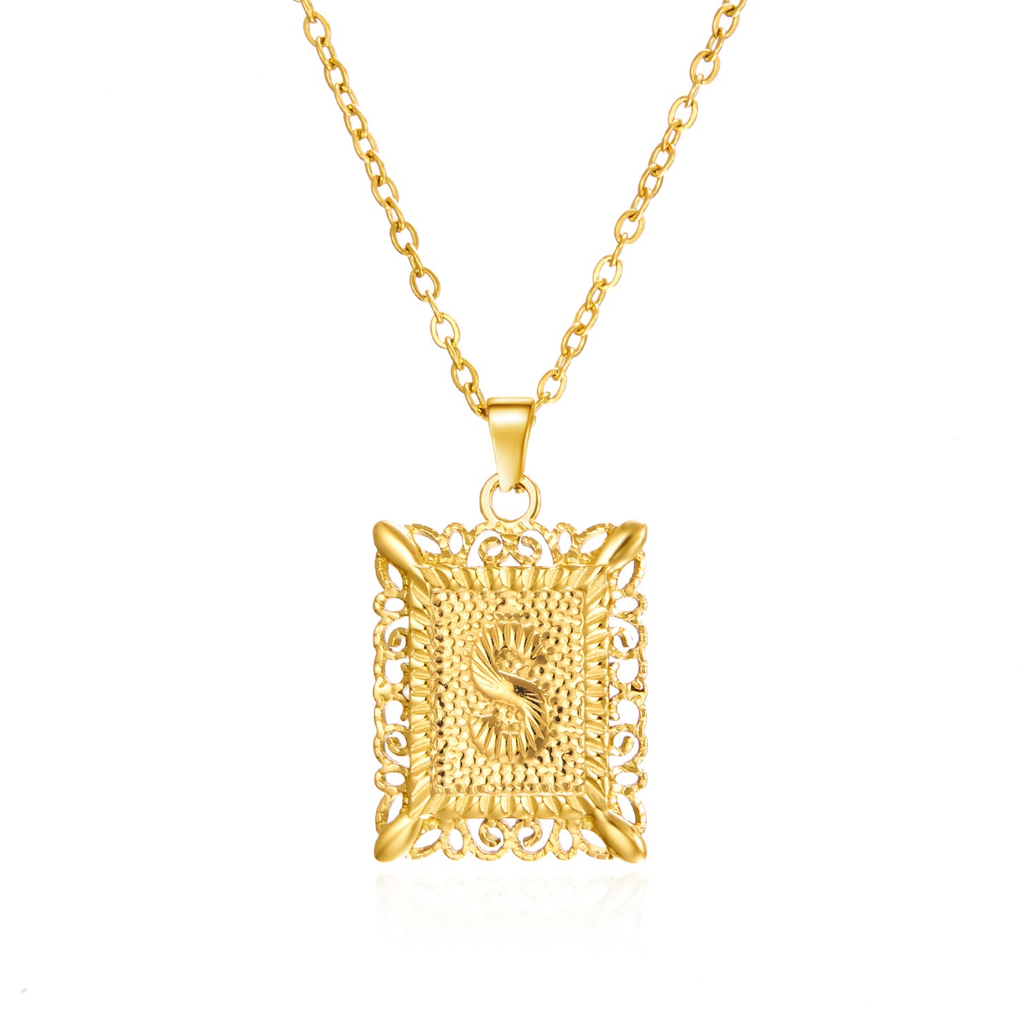 Stainless Steel 26 Letters Titanium Steel Square Pendant - sumet.shop