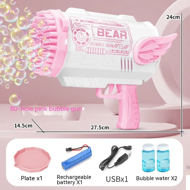 80-hole Bubble Machine All-self Electric Rocket Gatling