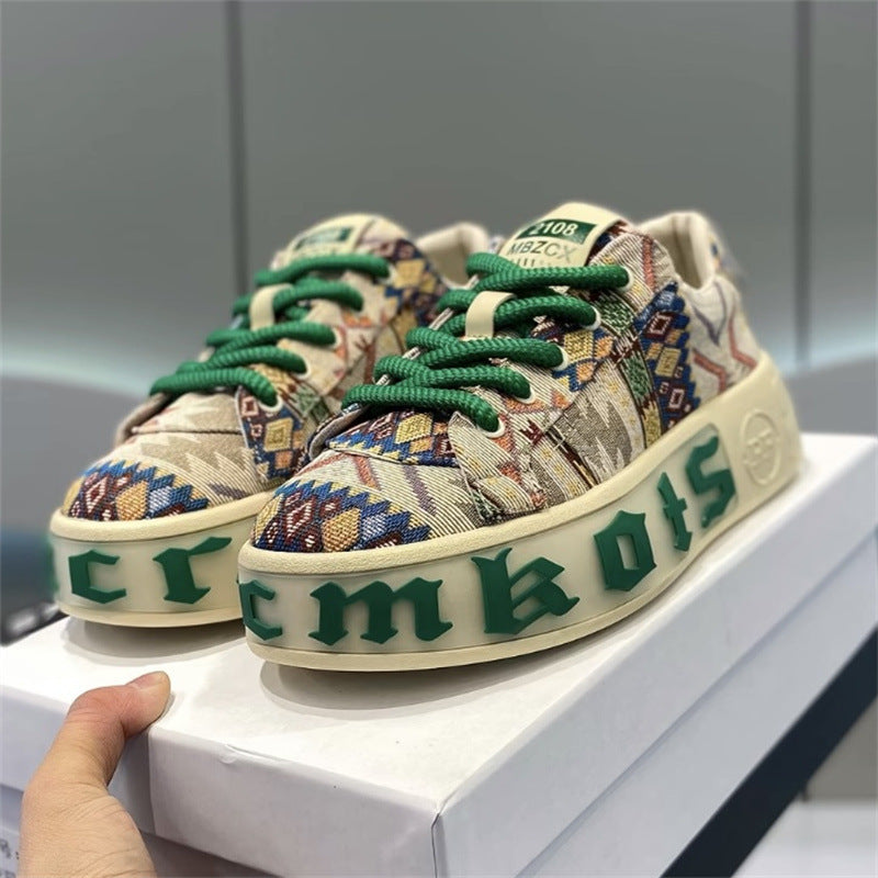 Versatile Cloth Shoes Breathable Low Top Printed Board Shoes Men's Versatile Cloth Shoes