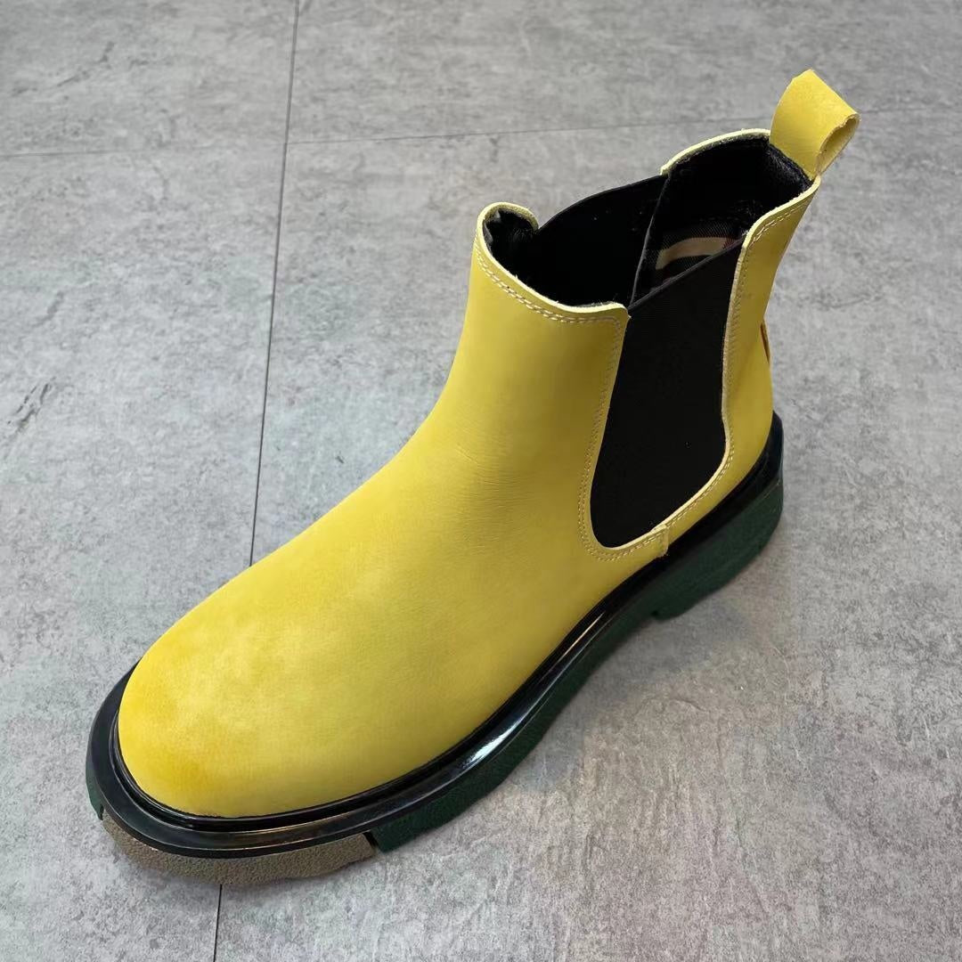 Men's Thick-soled Boots Thick-heeled Round Scalp Martin Boots