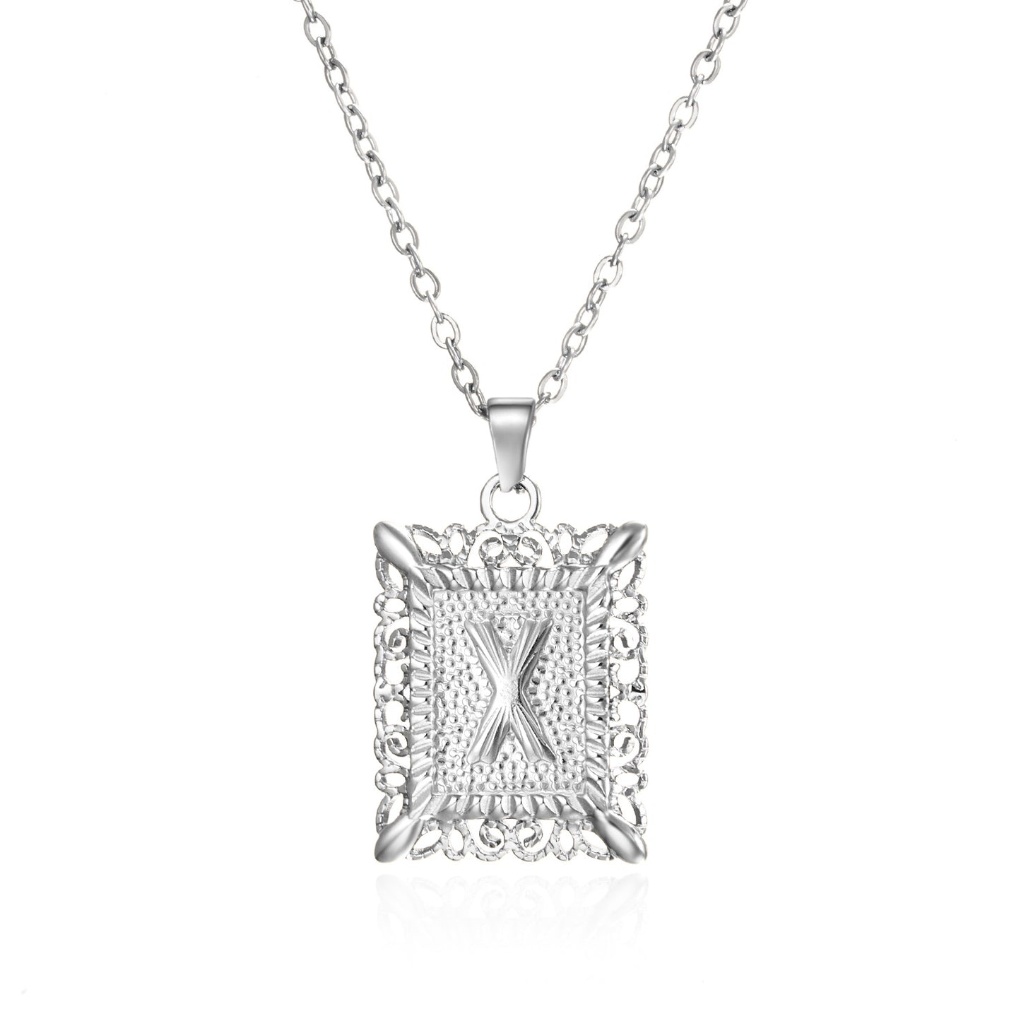 Stainless Steel 26 Letters Titanium Steel Square Pendant - sumet.shop