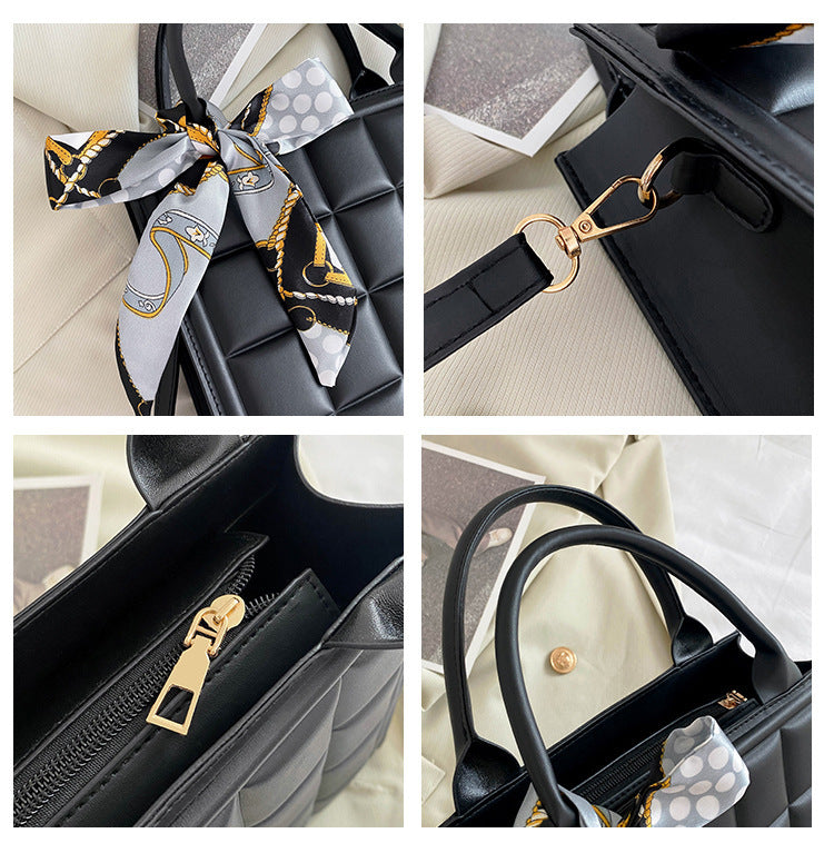 Women's Embossed Silk Scarf Bow Small Square Bag