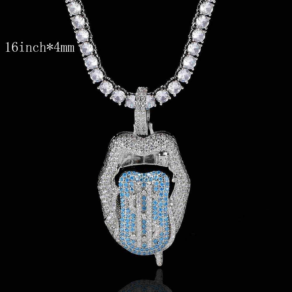 Pendant Necklace Micro Zircon Mouth Tongue Pendant Necklace