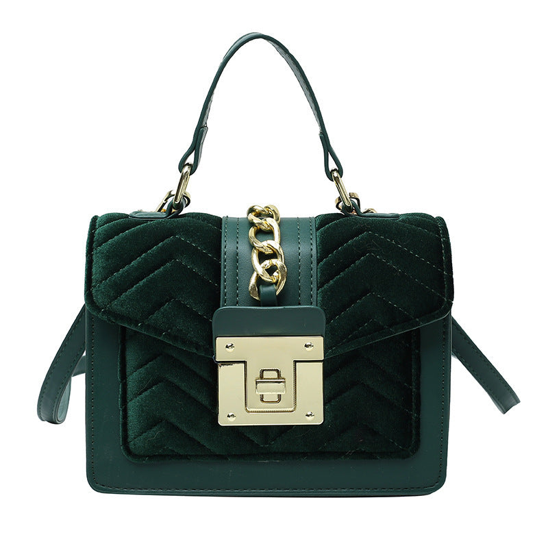 New Fashion Velvet Ladies Portable Lock One-shoulder Messenger Bag