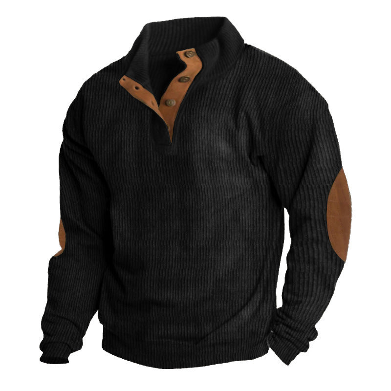 Long-sleeved Sweater European Size Men's Outdoor Casual Stand Collar Long-sleeved Sweater