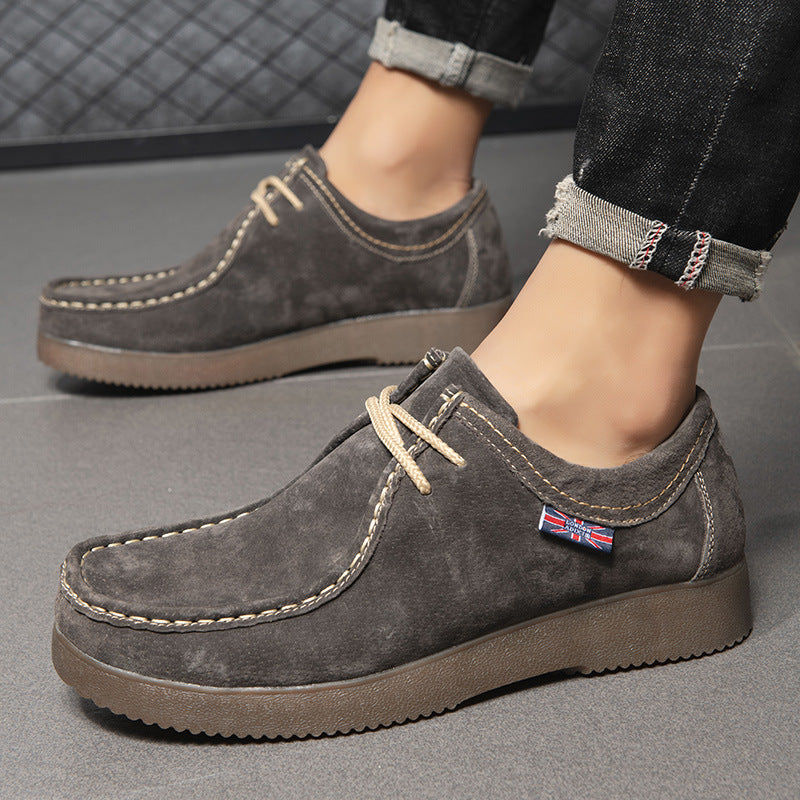 Leather Sneakers Men New Casual Korean Style Trendy All-matching British Style Leather Sneakers Men