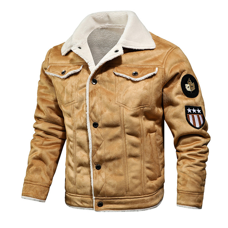 Winter Men Turn-down Collar Leather Jacket Outwear Warm Pilot Coats Windbreak - sumet.shop