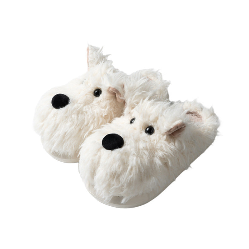Puppy Cotton Slippers Female Non-slip Warm Fluffy