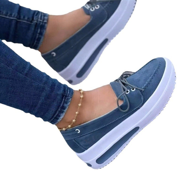Heel Casual Shoes Women's Lace-up Flats Shoes Wedges Heel Casual Shoes