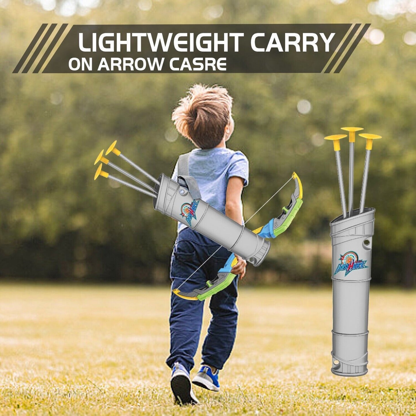 DE Bow & Arrow Toy Set, LED-lit Archery Toy,10 Suction Cup Arrows, Targets, Arrows Holders