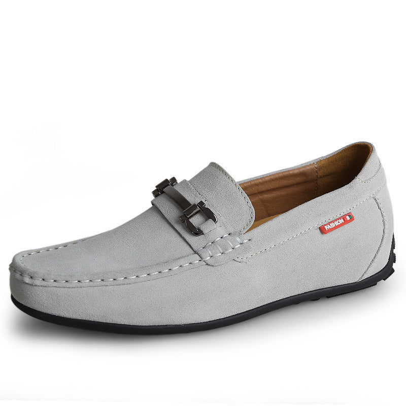 Men's Lazy Shoes Matte Suede Cowhide Invisible Height Increasing Insole 8CM Men's Lazy Daily Driving Shoes